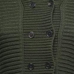 Pre Owned Alexander McQueen Dark Green Wool Cable Knit Peplum Sweater M
