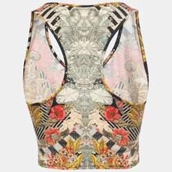 Pre Owned Alexander McQueen Multicolor Floral Print Knit Halter Crop Top S