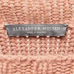 Pre Owned Alexander McQueen Dusty Pink Cashmere Cable Knit High Neck Sweater S