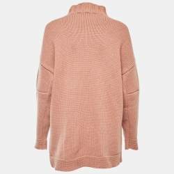 Pre Owned Alexander McQueen Dusty Pink Cashmere Cable Knit High Neck Sweater S