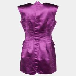 Pre Owned Alexander McQueen Purple Silk Sateen La Dame Bleue Mini Dress L