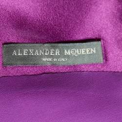Pre Owned Alexander McQueen Purple Silk Sateen La Dame Bleue Mini Dress L