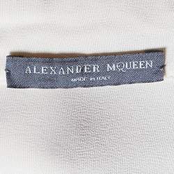 Pre Owned Alexander McQueen Cream Silk Lace Trim Top M