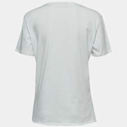 Pre Owned Alexander McQueen White Cotton Floral Skull Print T-Shirt L