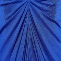Pre Owned Alexander McQueen Royal Blue Jersey Ruched Sleeveless Mini Dress L