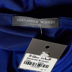 Pre Owned Alexander McQueen Royal Blue Jersey Ruched Sleeveless Mini Dress L