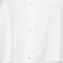 Pre Owned Alexander McQueen White Cotton & Lace Detail High Low Hem Shirt M