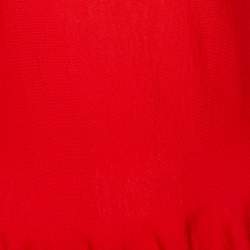 Pre Owned Alexander McQueen Red Wool Knit Flared Hem Wide Neck Sweater L