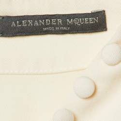 Pre Owned Alexander McQueen Cream Wool & Silk Chiffon Mini Dress M