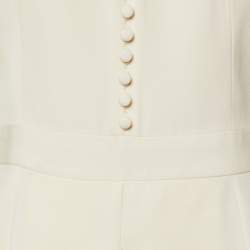 Pre Owned Alexander McQueen Cream Wool & Silk Chiffon Mini Dress M