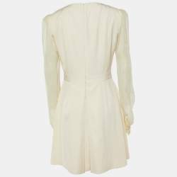 Pre Owned Alexander McQueen Cream Wool & Silk Chiffon Mini Dress M
