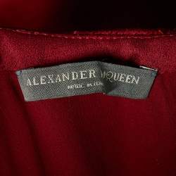 Pre Owned Alexander McQueen Burgundy Crepe Strapless Gown S