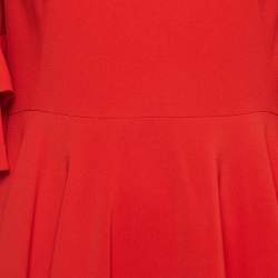 Pre Owned Alexander McQueen Red Crepe Ruffled Mini Dress M