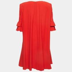Pre Owned Alexander McQueen Red Crepe Ruffled Mini Dress M