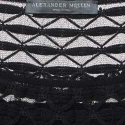 Pre Owned Alexander McQueen Black/Pink Stretch Tulle Off Shoulder Midi Dress S