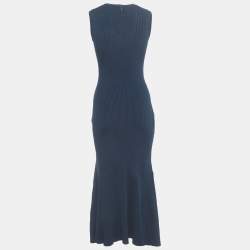 Pre Owned Alexander McQueen Navy Blue Knit Sleeveless Slip Dress M