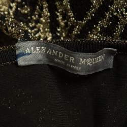 Pre Owned Alexander McQueen Black/Metallic Lurex Knit Midi Dress XL