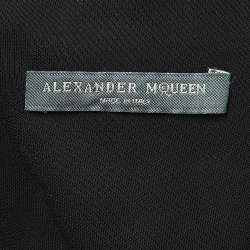 Pre Owned Alexander McQueen Black Pleated Crepe Sleeveless Midi Dress S