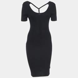 Alexander McQueen Black Wool Knit Visible Strap Mini Dress M