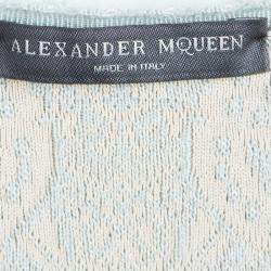 Pre Owned Alexander McQueen Powder Blue Floral Jacquard Knit Sleeveless Dress XS