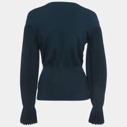 Pre Owned Alexander McQueen Dark Green Wool Knit Long Sleeve Top S