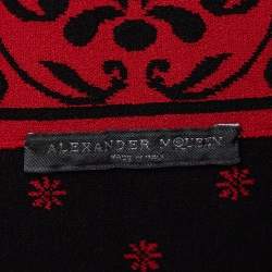 Pre Owned Alexander McQueen Red Jacquard Knit Midi Dress XS