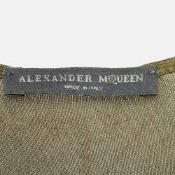 Pre Owned Alexander McQueen Green Silk Blend Cutout Sleeveless Top S