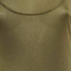Pre Owned Alexander McQueen Green Silk Blend Cutout Sleeveless Top S