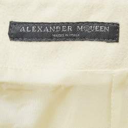 Pre Owned Alexander McQueen Cream Wool Zipper Pencil Skirt S