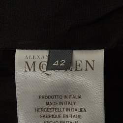 Pre Owned Alexander McQueen Black/Gold Jacquard Strapless Midi Dress M