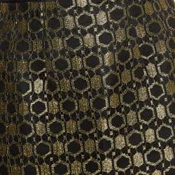 Pre Owned Alexander McQueen Black/Gold Jacquard Strapless Midi Dress M