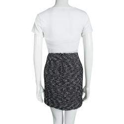 Pre Owned Alexander McQueen Monochrome Tweed Slit Detail Skirt S