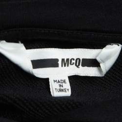 Pre Owned Alexander McQueen Black Repeat Logo Cotton Corset Hoodie Dress XS