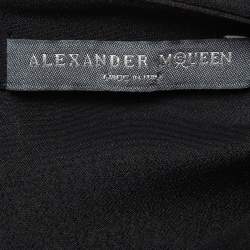 Pre Owned Alexander McQueen Black Leaf Crepe Flared Mini Dress M