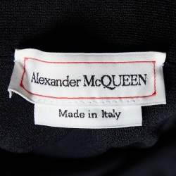 Pre Owned Alexander McQueen Black Knit Ruffle Off-Shoulder Fit & Flare Sweater Dress XS