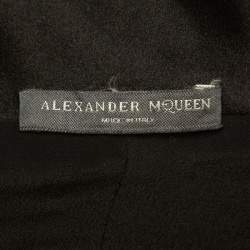 Pre Owned Alexander McQueen Black Satin Silk Mini Shift Dress S