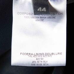 Pre Owned Alexander McQueen Black Printed Crepe Draped Midi Dress M