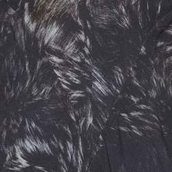 Pre Owned Alexander McQueen Black Printed Crepe Draped Midi Dress M