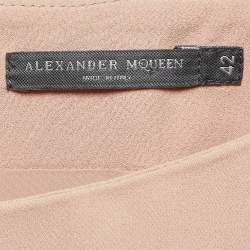 Pre Owned Alexander McQueen Beige Crepe Ruffle Mini Skirt M
