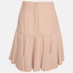 Pre Owned Alexander McQueen Beige Crepe Ruffle Mini Skirt M