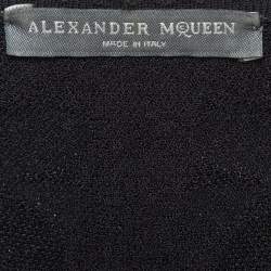 Pre Owned Alexander McQueen Black Embossed Stretch Knit Flared Short Dress XS