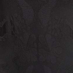 Pre Owned Alexander McQueen Black Embossed Stretch Knit Flared Short Dress XS