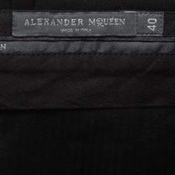 Pre Owned Alexander McQueen Black Wool Cropped Formal Trousers S