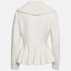 Pre Owned Alexander McQueen White Wool Peplum Jacket M