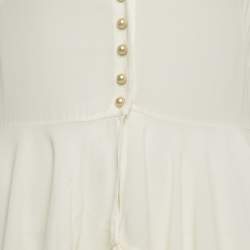 Alexander McQueen Off White Buttoned Front Ruffled Top M