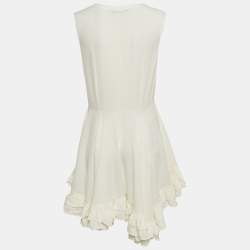 Alexander McQueen Off White Buttoned Front Ruffled Top M