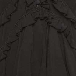 Pre Owned Alexander McQueen Black Silk Ruffled Mini Dress M