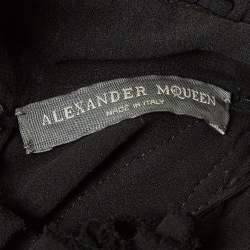 Pre Owned Alexander McQueen Black Silk Ruffled Mini Dress M