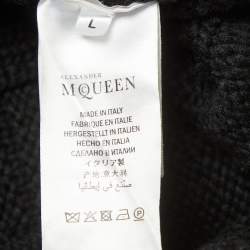 Alexander McQueen Black Patterned Wool Blend Buttoned Front Sweater L