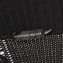 Alexander McQueen Black Patterned Wool Blend Buttoned Front Sweater L